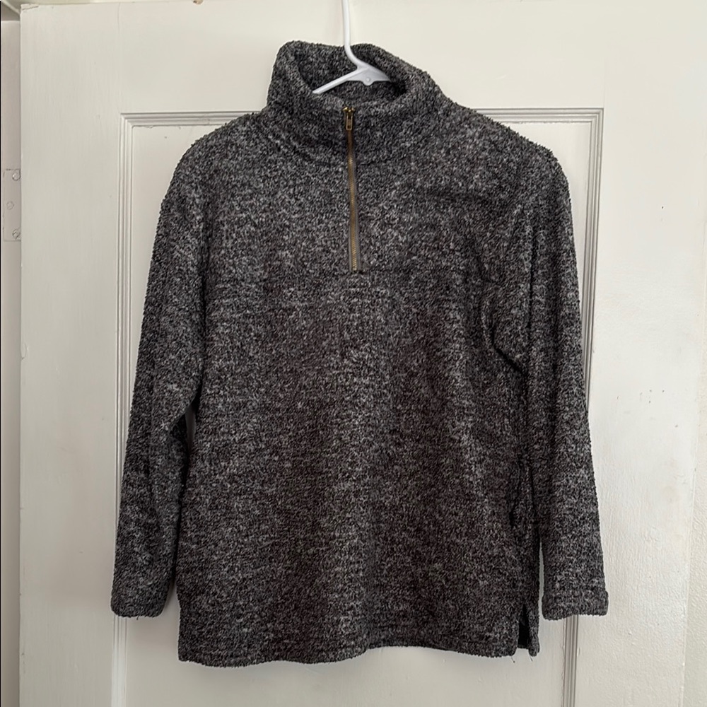 Roolee Gray Quarter-Zip Fuzzy Sweatshirt